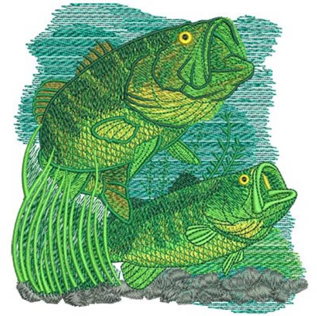Picture of Bass Fish Underwater Scene Machine Embroidery Design