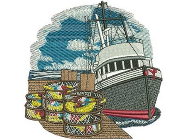 Picture of Crabbing Boat Machine Embroidery Design