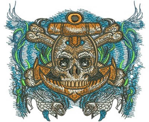 Picture of Anchor Skull And Fish Machine Embroidery Design