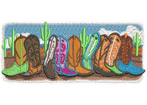 Picture of Cowboy Boots In A Row Machine Embroidery Design