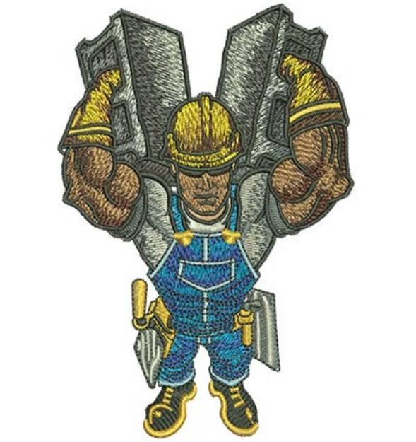Picture of Worker Carrying Cinder Blocks Machine Embroidery Design