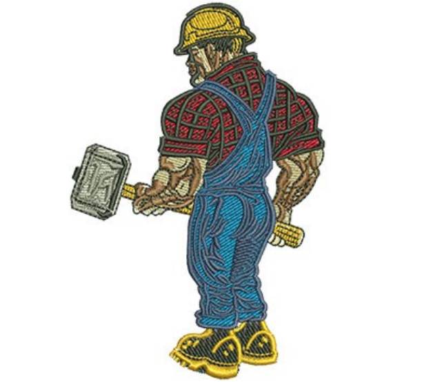 Picture of Worker With Sledgehammer Machine Embroidery Design