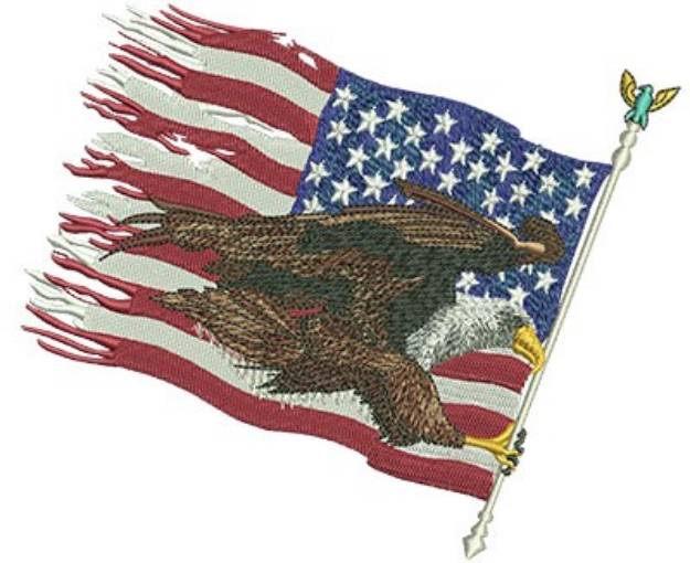 Picture of American Eagle With Flag Machine Embroidery Design