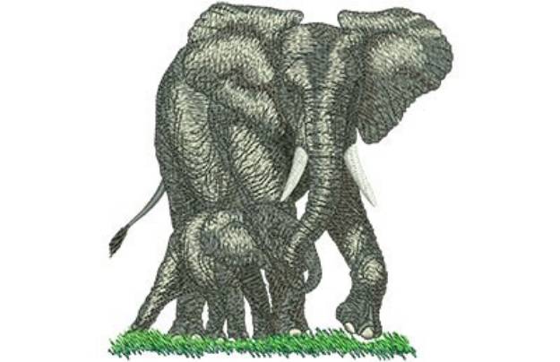 Picture of Elephant With Baby Machine Embroidery Design