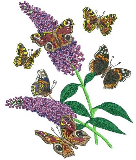 Picture of Butterflies And Lavender Machine Embroidery Design