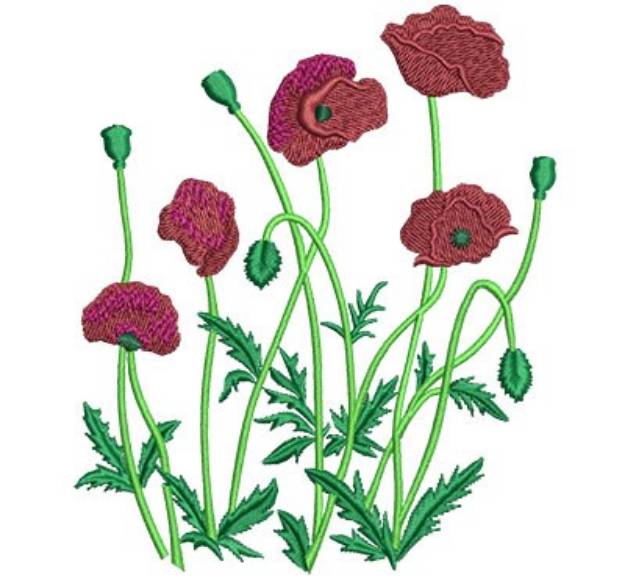 Picture of Red Poppies Machine Embroidery Design