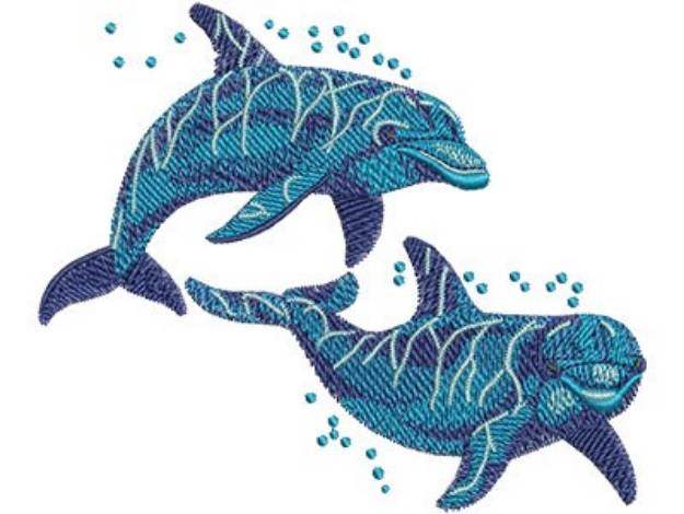 Picture of Dolphins Swimming Machine Embroidery Design