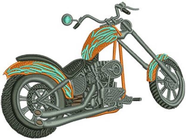 Picture of Rear View Chopper Machine Embroidery Design