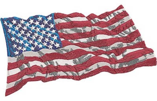 Picture of Wavy American Flag Machine Embroidery Design