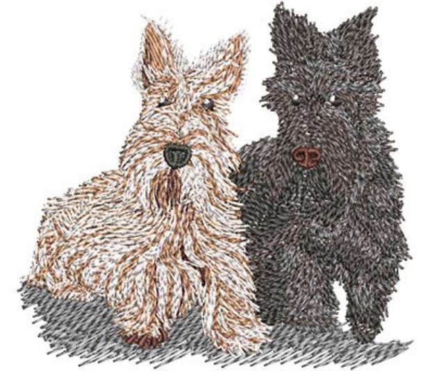 Picture of Realistic Scottish Terriers Machine Embroidery Design