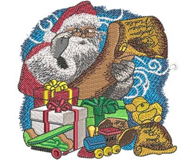 Picture of Santas Checking His List Machine Embroidery Design
