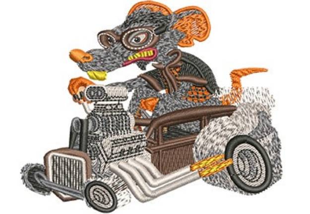Picture of Hot Rod Rat Machine Embroidery Design