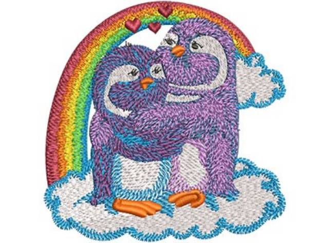 Picture of Penguin Lovebirds Machine Embroidery Design