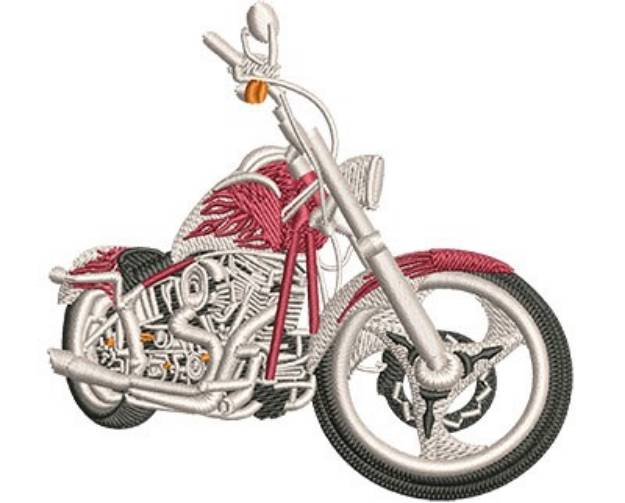 Picture of Red Flamed Chopper Machine Embroidery Design
