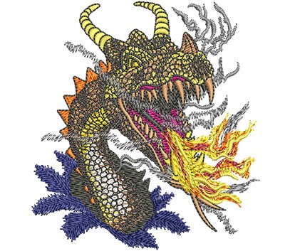Fire Breathing Dragon Machine Embroidery Design