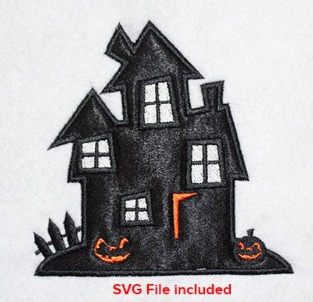 Picture of Halloween Haunted House Applique Machine Embroidery Design