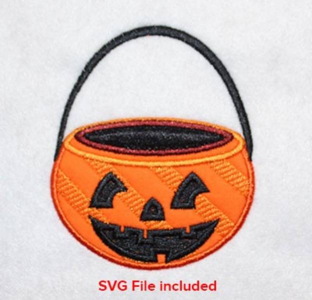 Picture of Halloween Pumpkin Basket Applique Machine Embroidery Design