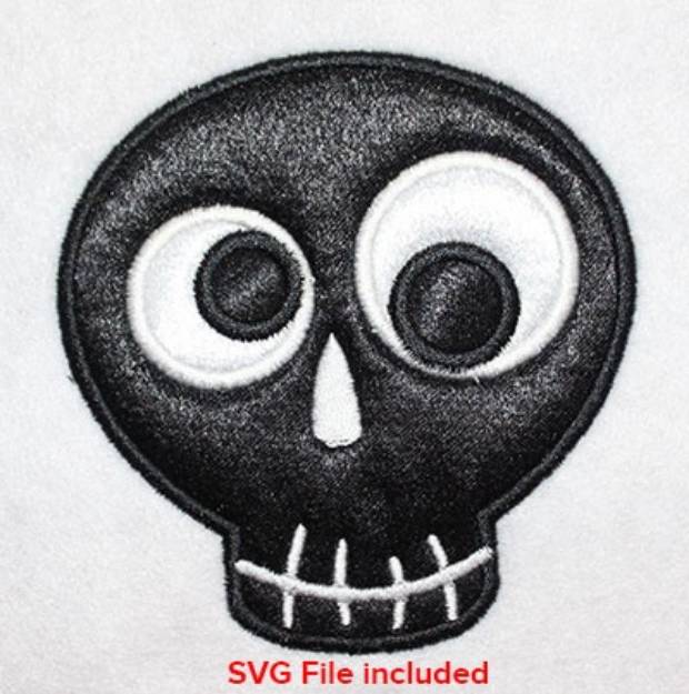 Picture of Halloween Skull Applique Machine Embroidery Design