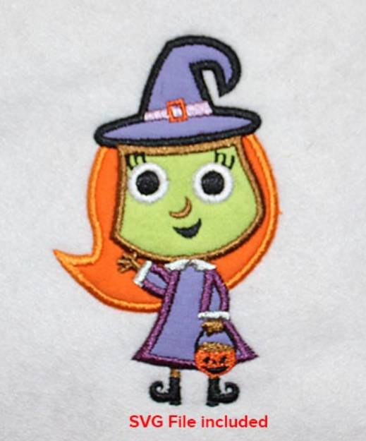 Picture of Halloween Witch Applique Machine Embroidery Design
