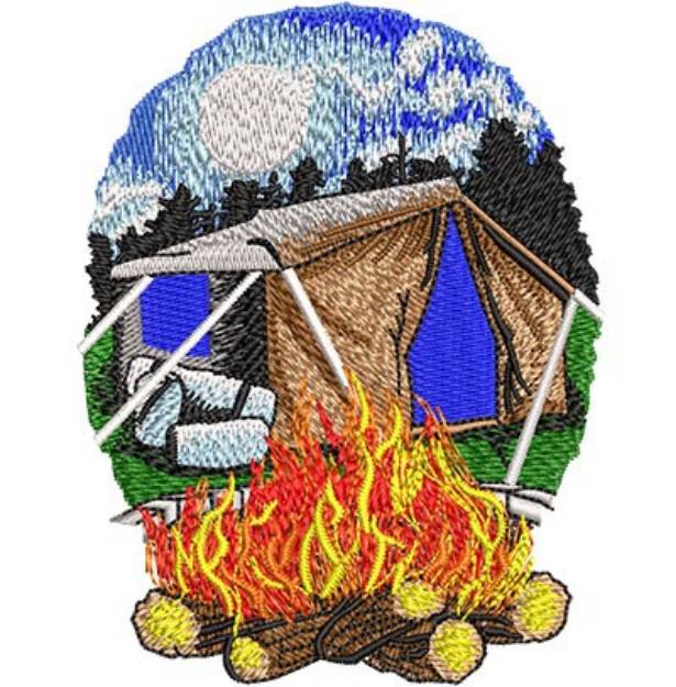 Picture of Nighttime Camping Scene Machine Embroidery Design