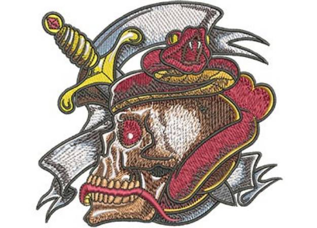 Picture of TATTOO SKULL AND SNAKE Machine Embroidery Design