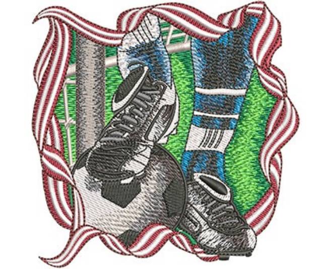 Picture of SOCCER FOOT AND BALL Machine Embroidery Design