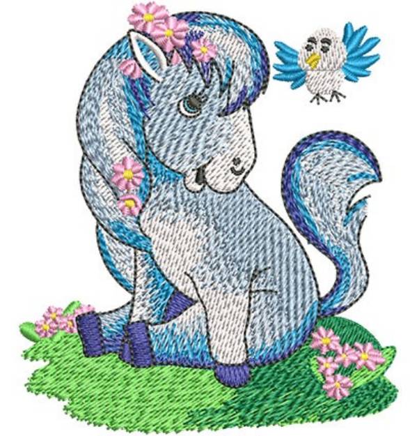 Picture of Little Pony & Bird Machine Embroidery Design