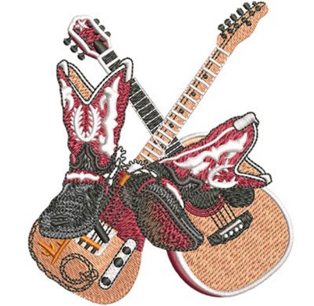 Picture of County Boots & Guitars Machine Embroidery Design