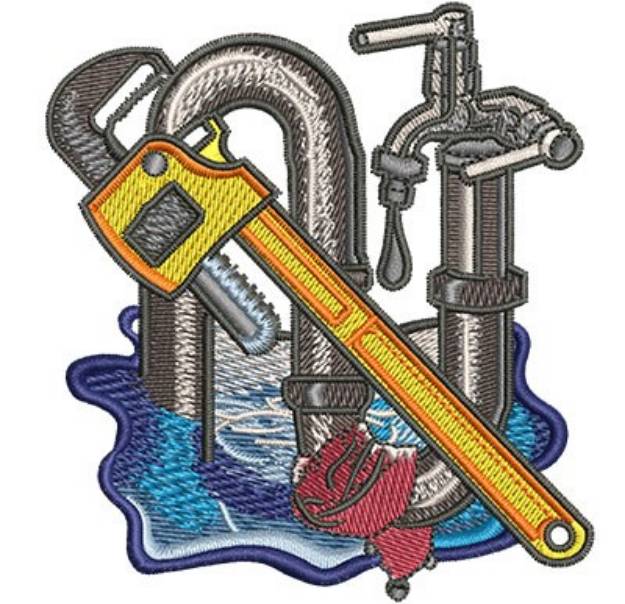 Picture of Plumbing Motif Machine Embroidery Design