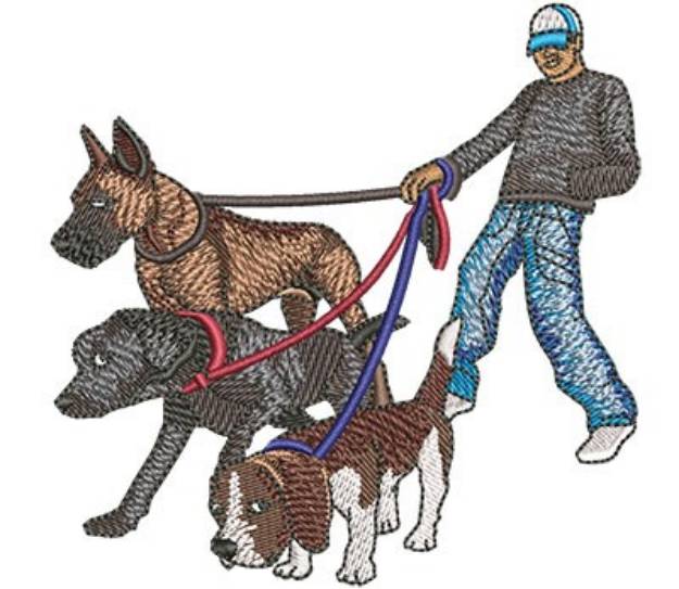 Picture of Dog Walker Machine Embroidery Design
