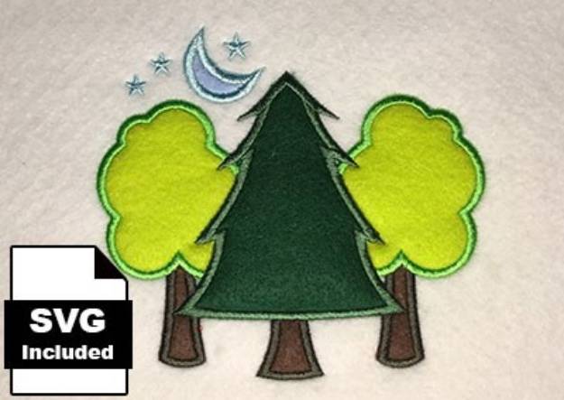 Picture of Camping Applique Trees Machine Embroidery Design