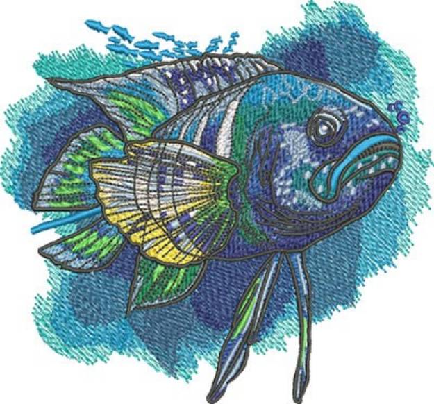 Picture of Tropical Blue Fish Machine Embroidery Design