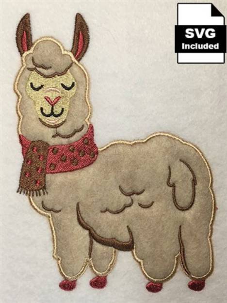 Picture of Llama Applique With Scarf Machine Embroidery Design