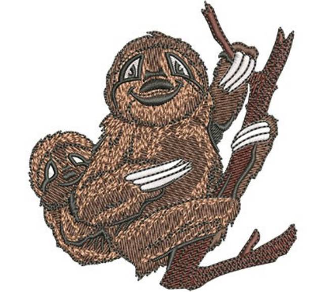 Picture of Sloth & Baby Machine Embroidery Design