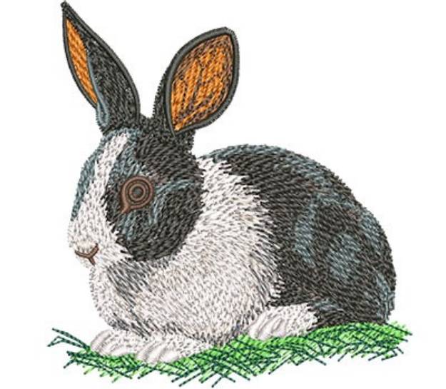 Picture of Black & White Rabbit Machine Embroidery Design