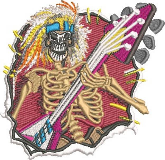 Picture of Skeleton Guitarist Machine Embroidery Design