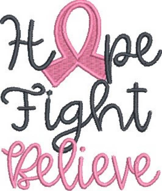 Picture of Hope Fight Believe Machine Embroidery Design
