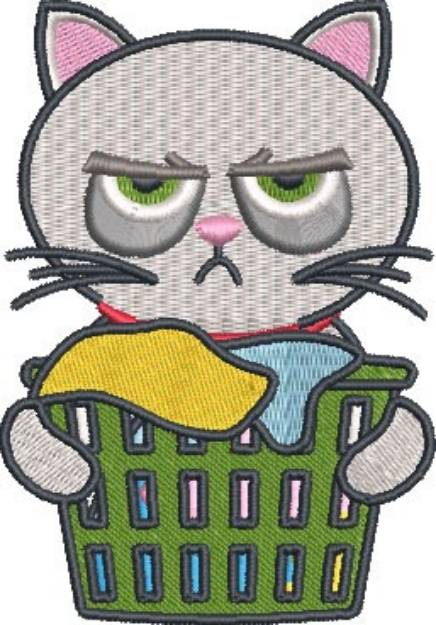 Picture of Cat With Laundry Machine Embroidery Design