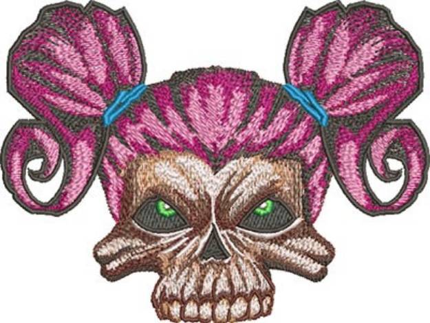 Picture of Girl Pink Skull Machine Embroidery Design