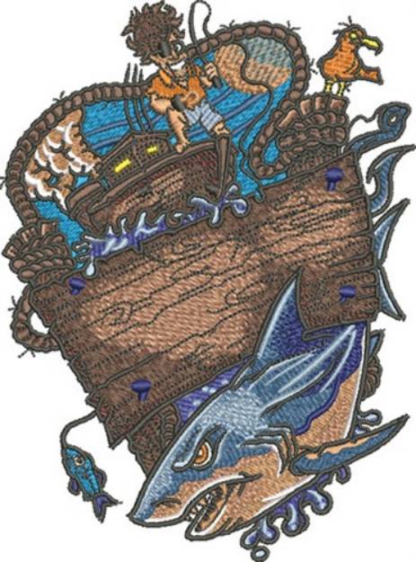 Picture of Shark Fishin Machine Embroidery Design