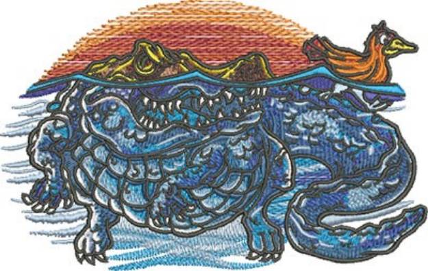 Picture of Gator And Bird Machine Embroidery Design