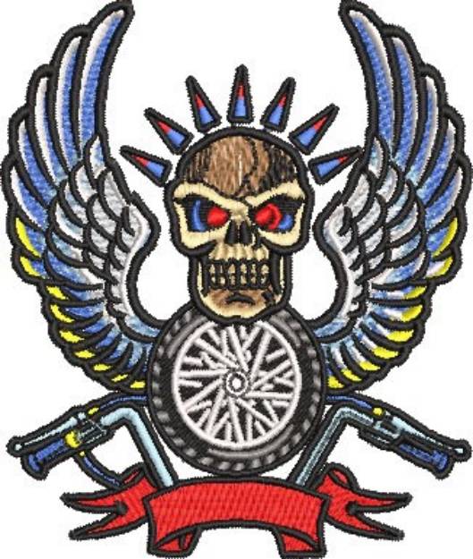 Picture of Biker Skull With Wings Machine Embroidery Design