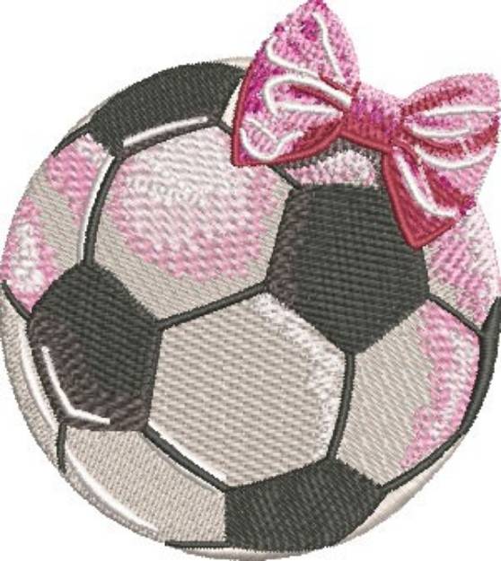 Picture of Soccer Ball With Bow Machine Embroidery Design