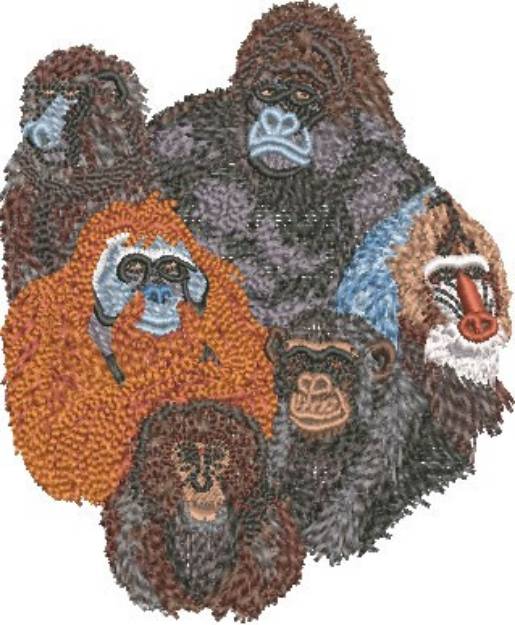 Picture of Ape Group Machine Embroidery Design