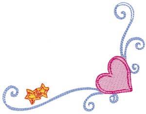 Picture of Baby Dolls Heart Corner Machine Embroidery Design