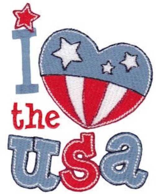 Picture of I Love The USA Machine Embroidery Design