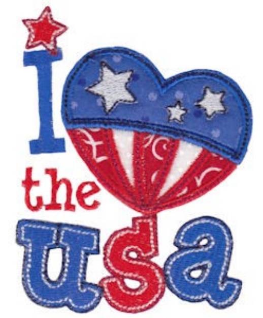 Picture of I Heart The USA Machine Embroidery Design
