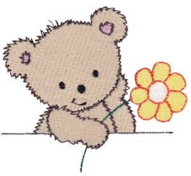 Picture of Cuddle Bear Daisy Machine Embroidery Design