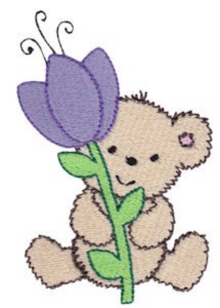 Picture of Cuddle Bear Flower Machine Embroidery Design