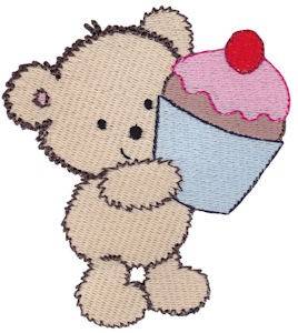 Picture of Cuddle Bear And Cupcake Machine Embroidery Design